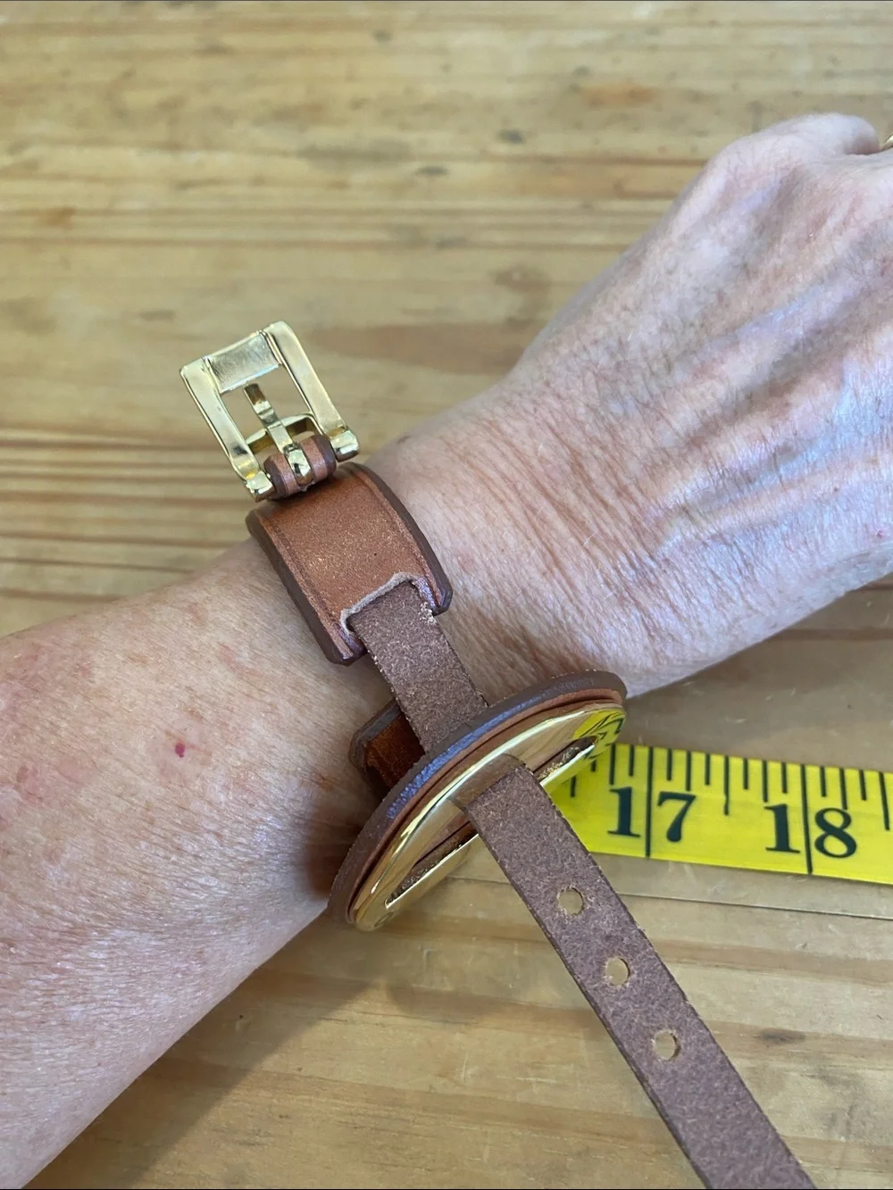CXC Gold & Brown Leather Disc Bracelet - Chic Style
